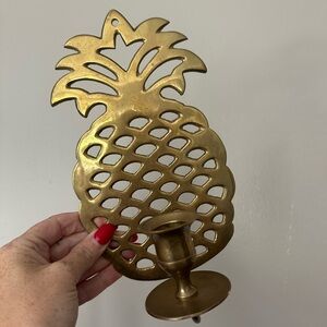 Vintage brass pineapple candle sconce